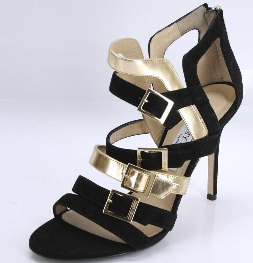 Jimmy Choo Bubble Bronx Caged Strappy Sandals Gold Metallic
